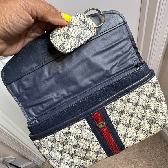 Vintage VR Classic Canvas Monogram Clutch Wallet Purse with Matching Keychain - Picture 8 of 8